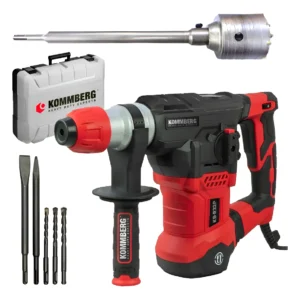 Rotomartillo Kommberg Sds Plus 32mm 1500w 6j Mecha Copa 65mm + Adaptador 40 cm Rojo KB-R32P-16+SW65+SWP320