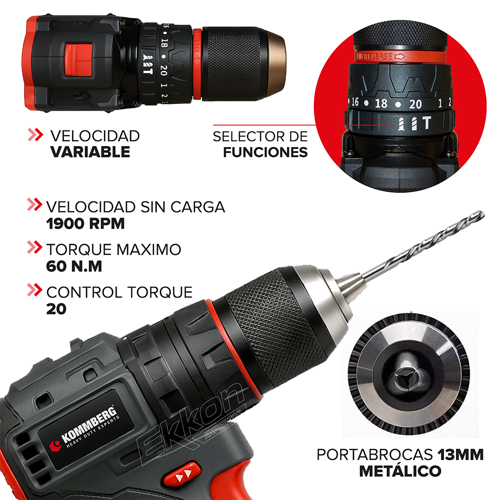 Taladro Percutor Inalámbrico Brushless Kommberg - Image 4