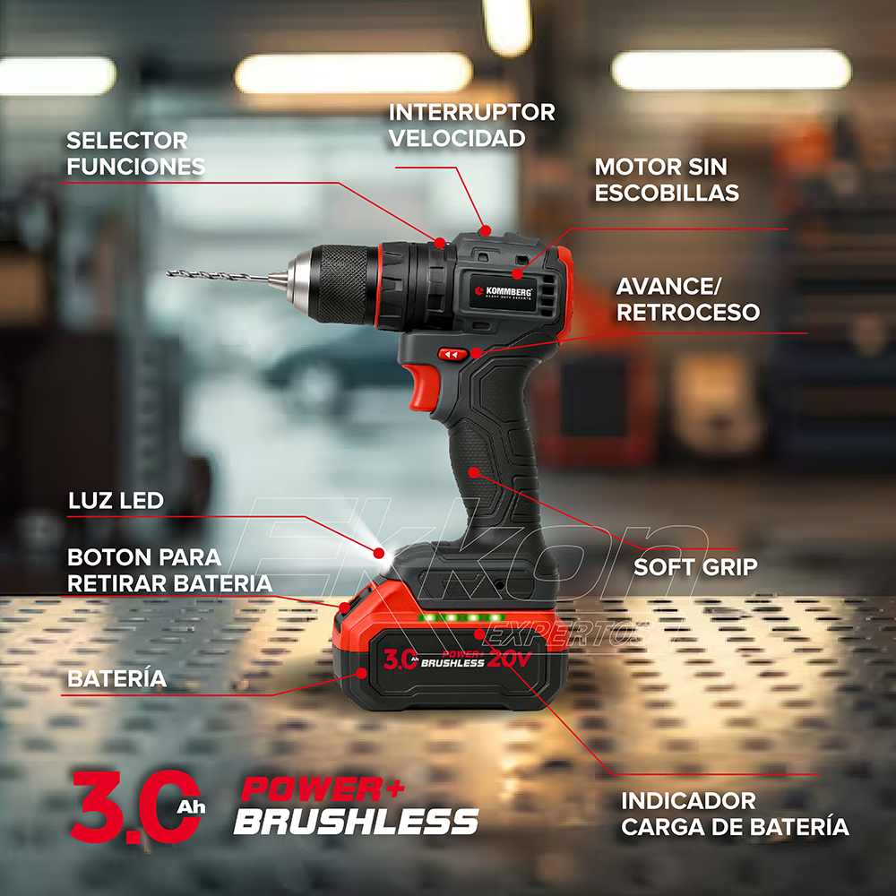 Taladro Percutor Inalámbrico Brushless Kommberg - Image 3